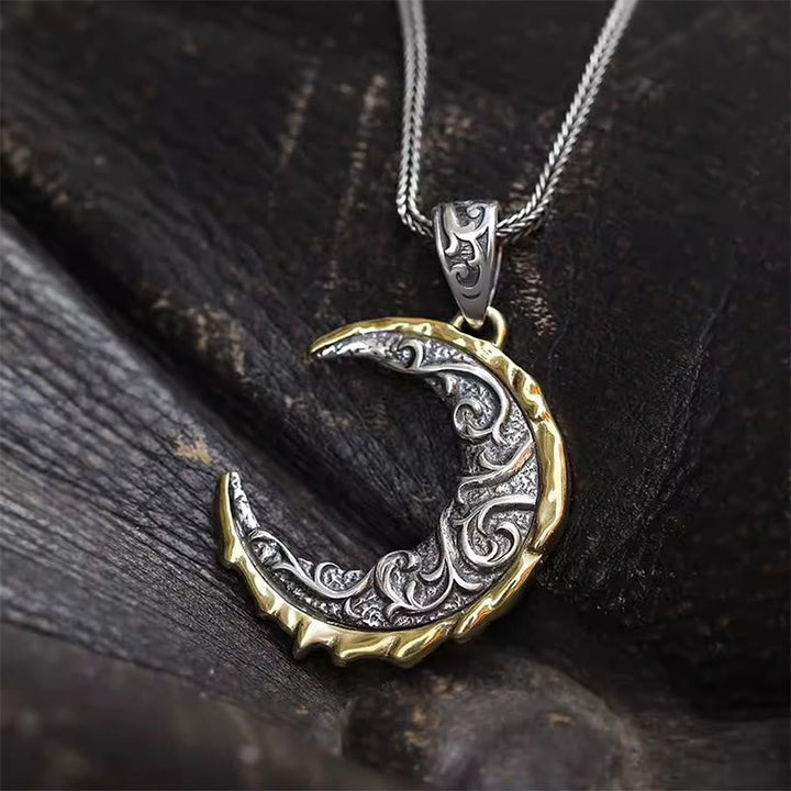 Wave Pattern Crescent Necklace
