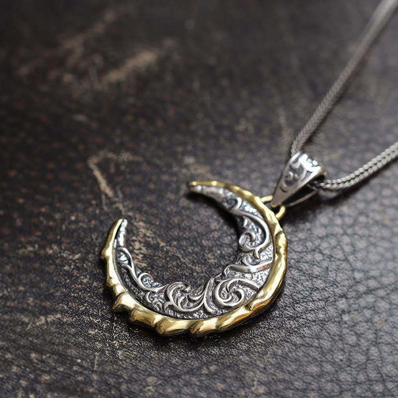 Wave Pattern Crescent Necklace