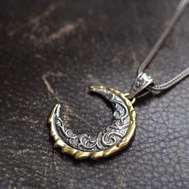 Wave Pattern Crescent Necklace