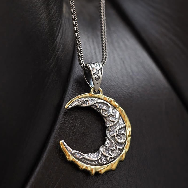 Wave Pattern Crescent Necklace