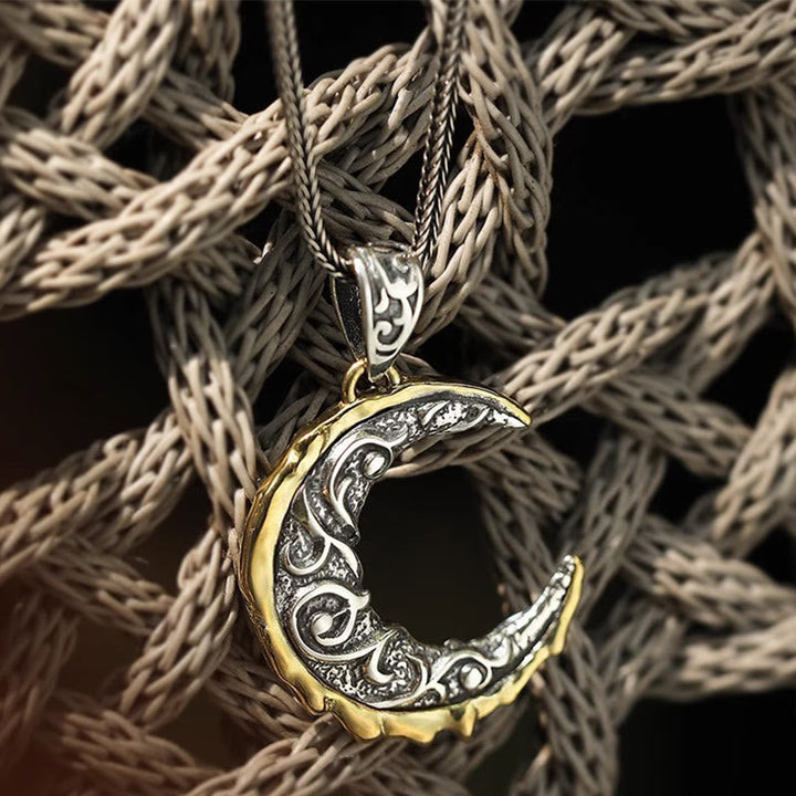 Wave Pattern Crescent Necklace