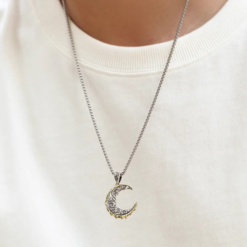 Wave Pattern Crescent Necklace