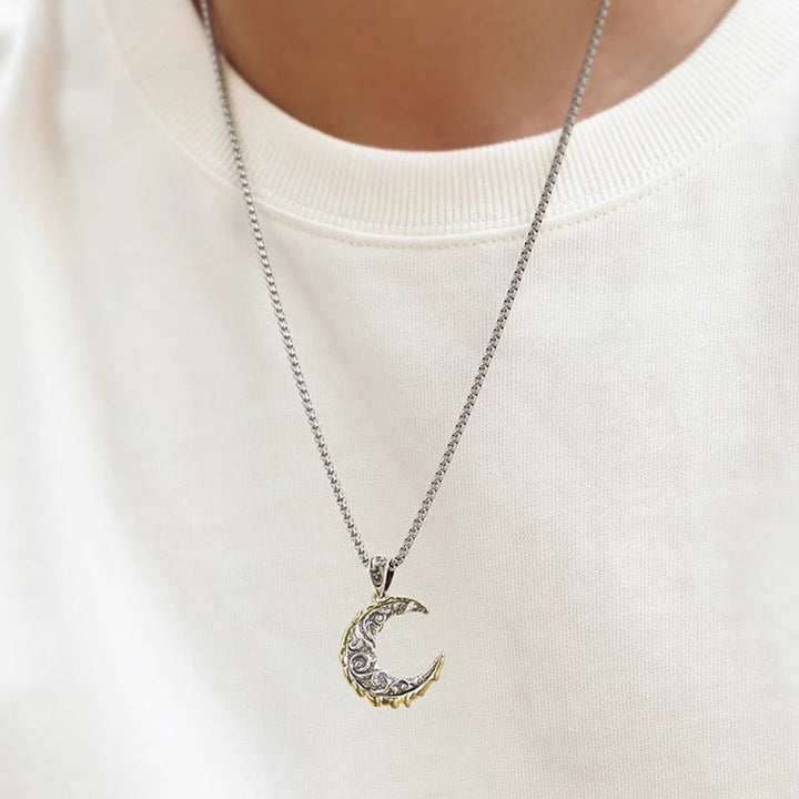 Wave Pattern Crescent Necklace