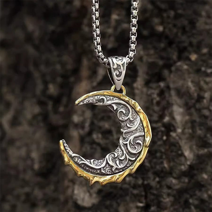 Wave Pattern Crescent Necklace