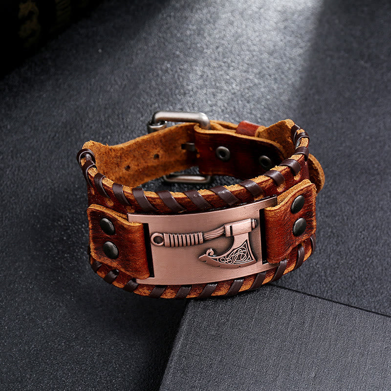 Viking Axe Norse Weapon Leather Bracelet