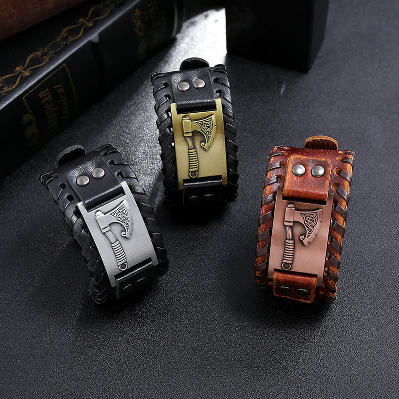 Viking Axe Norse Weapon Leather Bracelet