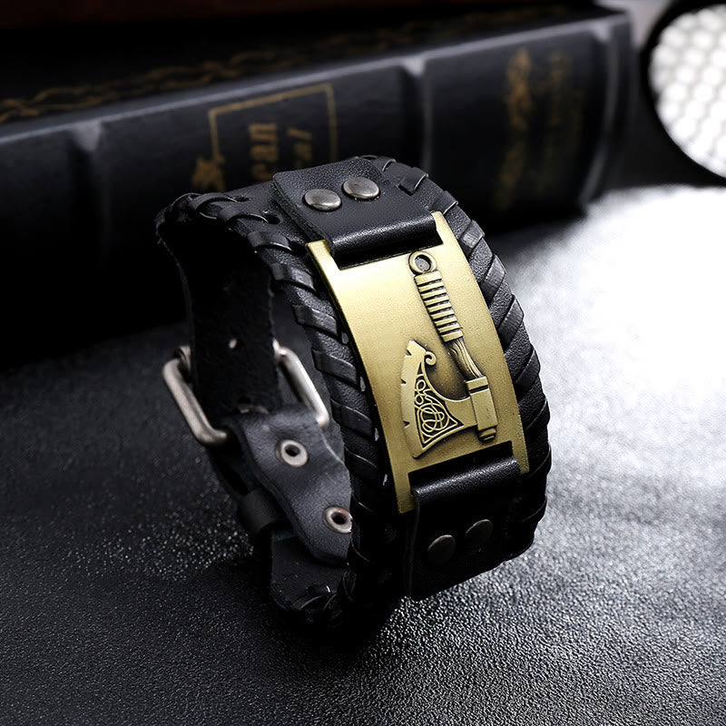 Viking Axe Norse Weapon Leather Bracelet