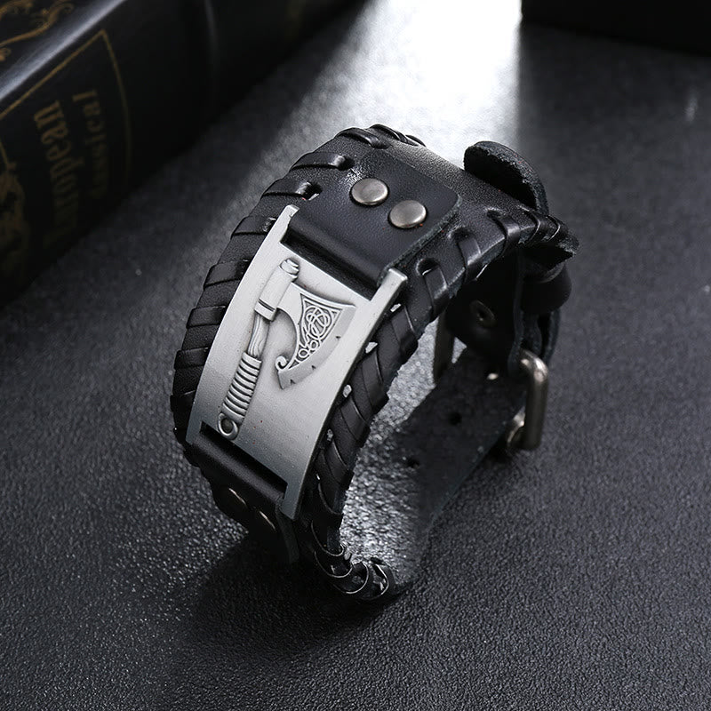 Viking Axe Norse Weapon Leather Bracelet