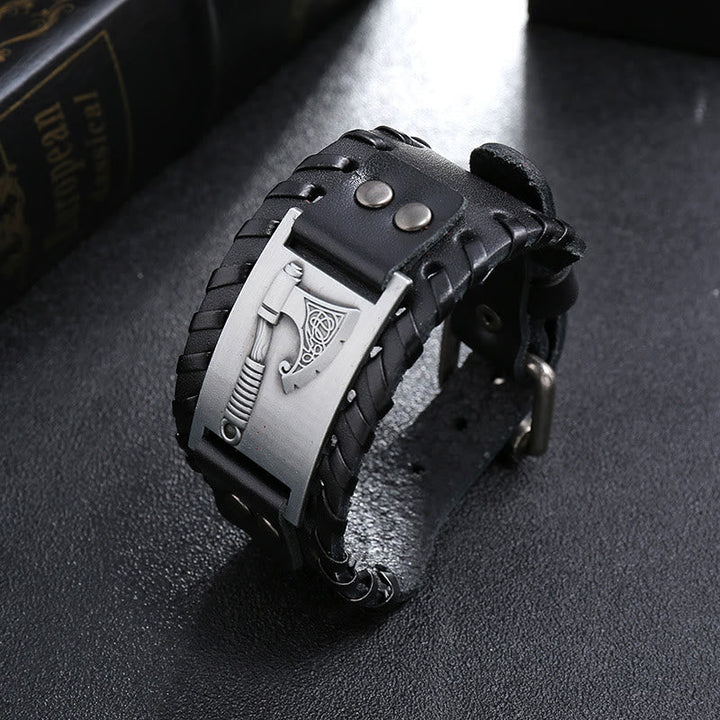 Viking Axe Norse Weapon Leather Bracelet