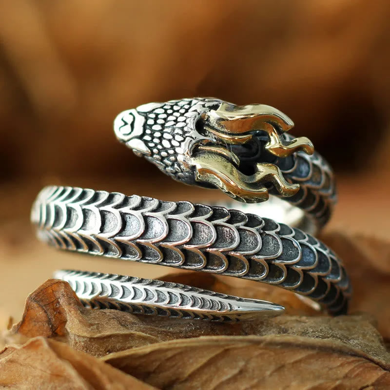 Vintage Dragon Horned Snake Ring