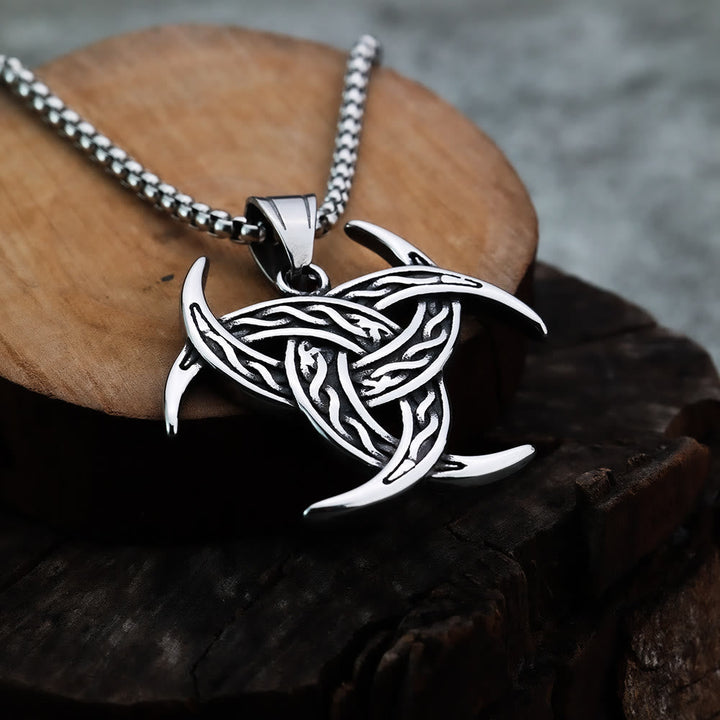 Triple Horn Of Odin Celtic Knot Necklace