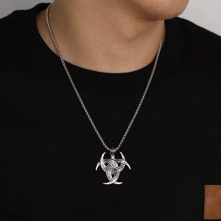 Triple Horn Of Odin Celtic Knot Necklace