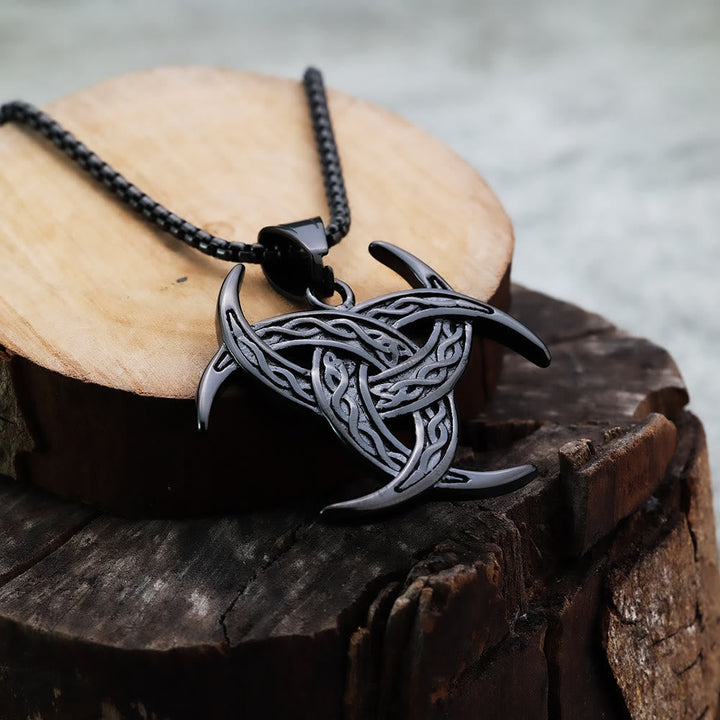Triple Horn Of Odin Celtic Knot Necklace