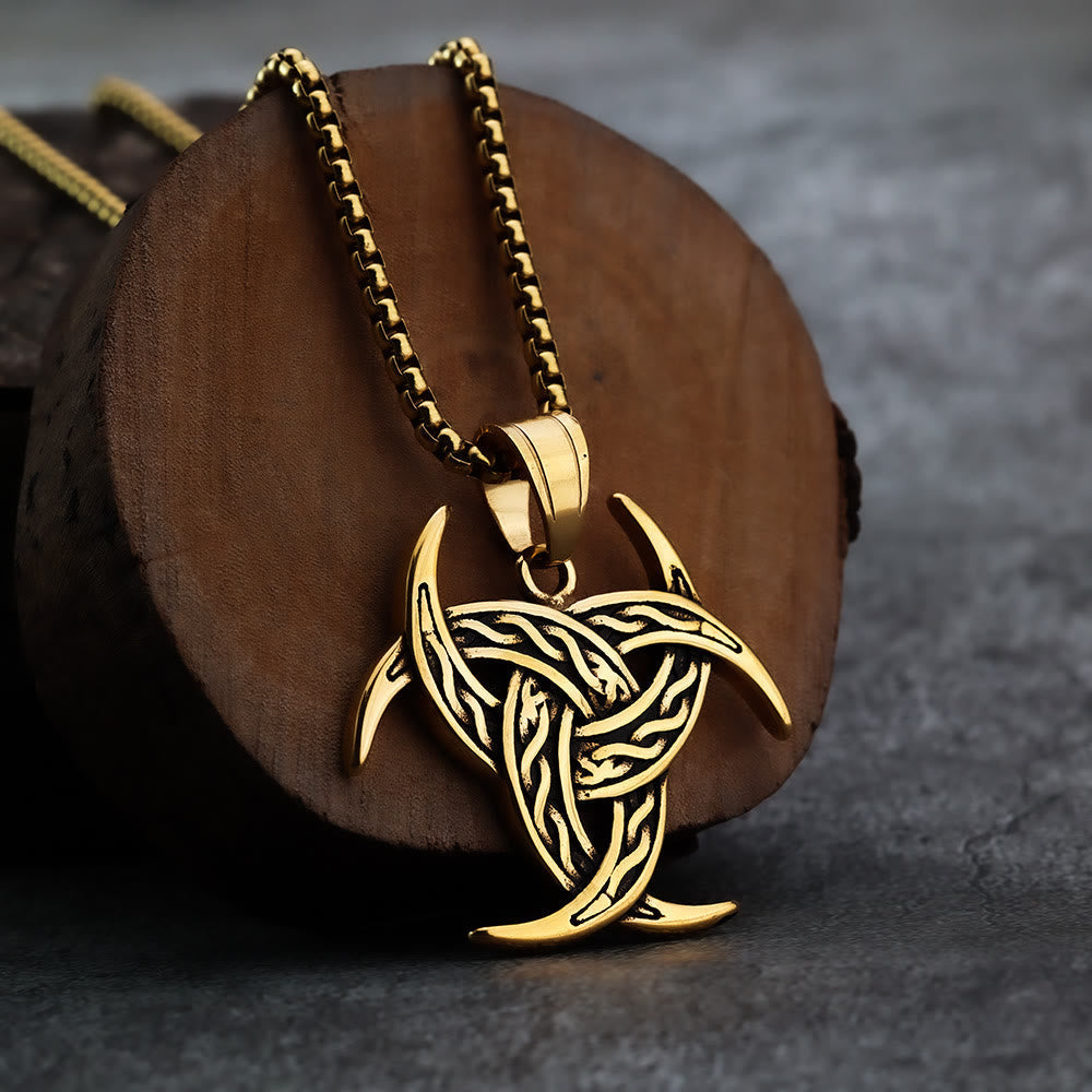 Triple Horn Of Odin Celtic Knot Necklace