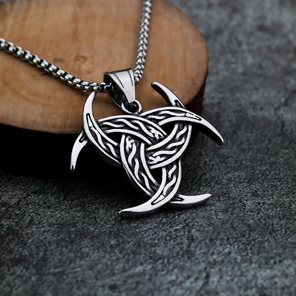 Triple Horn Of Odin Celtic Knot Necklace