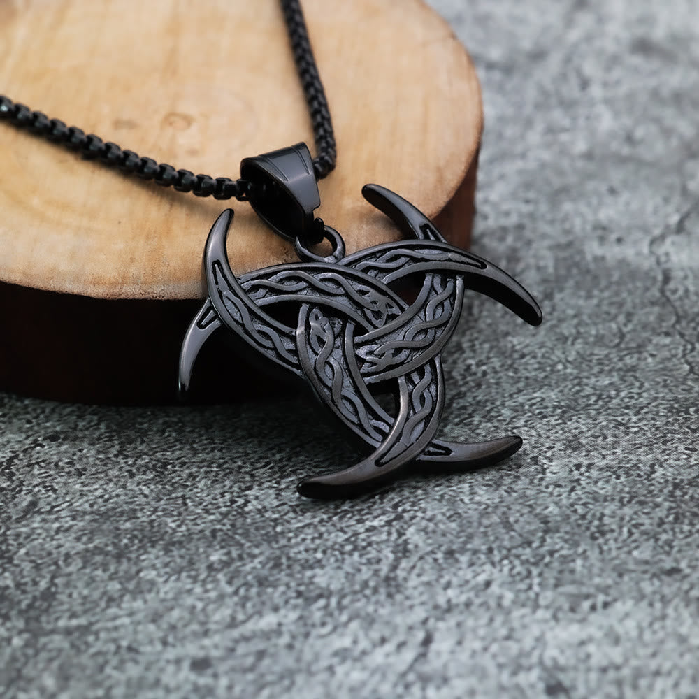 Triple Horn Of Odin Celtic Knot Necklace