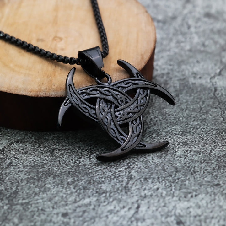 Triple Horn Of Odin Celtic Knot Necklace