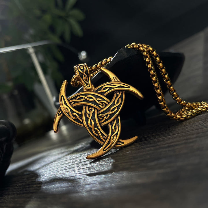 Triple Horn Of Odin Celtic Knot Necklace