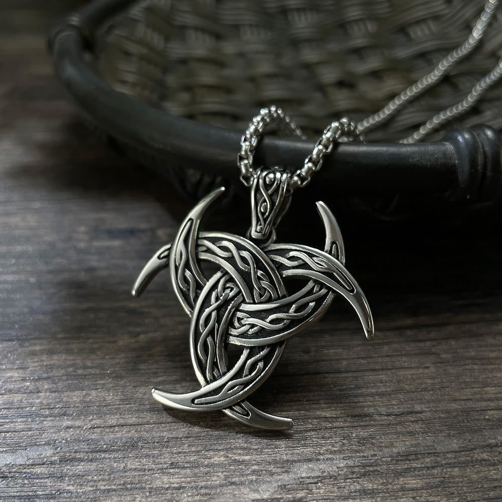 Triple Horn Of Odin Celtic Knot Necklace