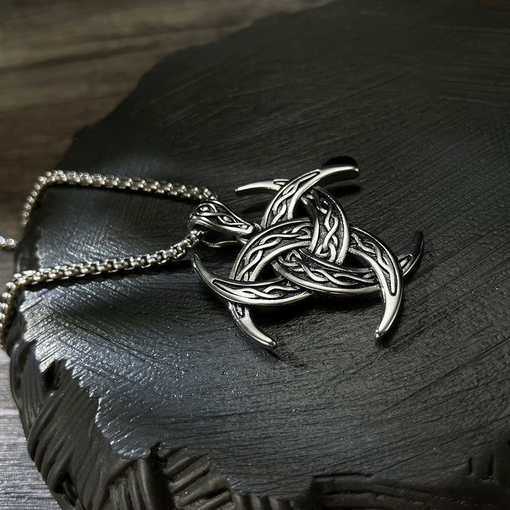 Triple Horn Of Odin Celtic Knot Necklace
