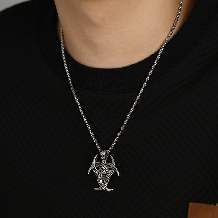 Triple Horn Of Odin Celtic Knot Necklace