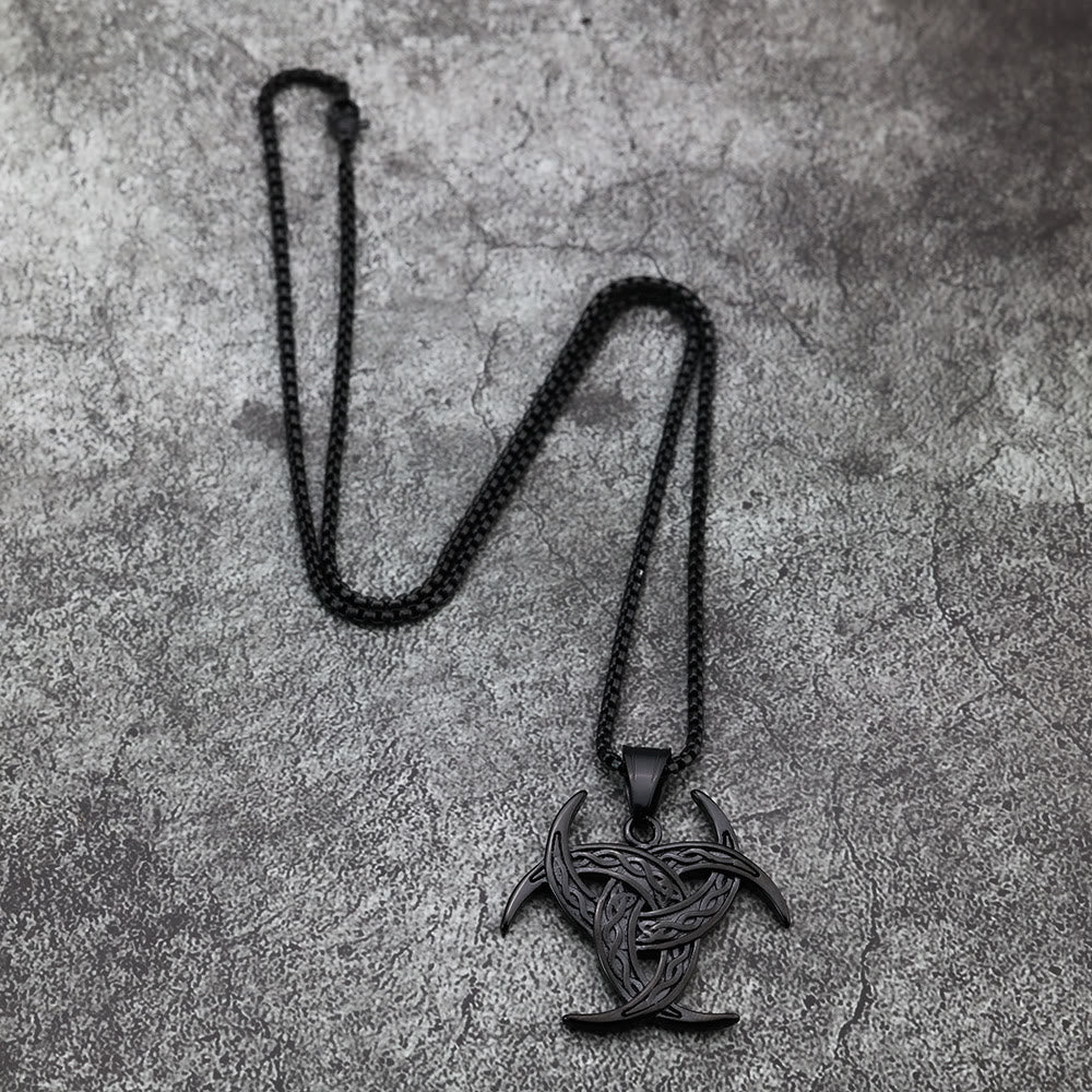 Triple Horn Of Odin Celtic Knot Necklace
