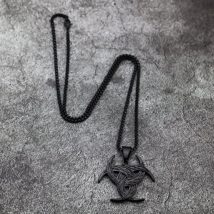 Triple Horn Of Odin Celtic Knot Necklace