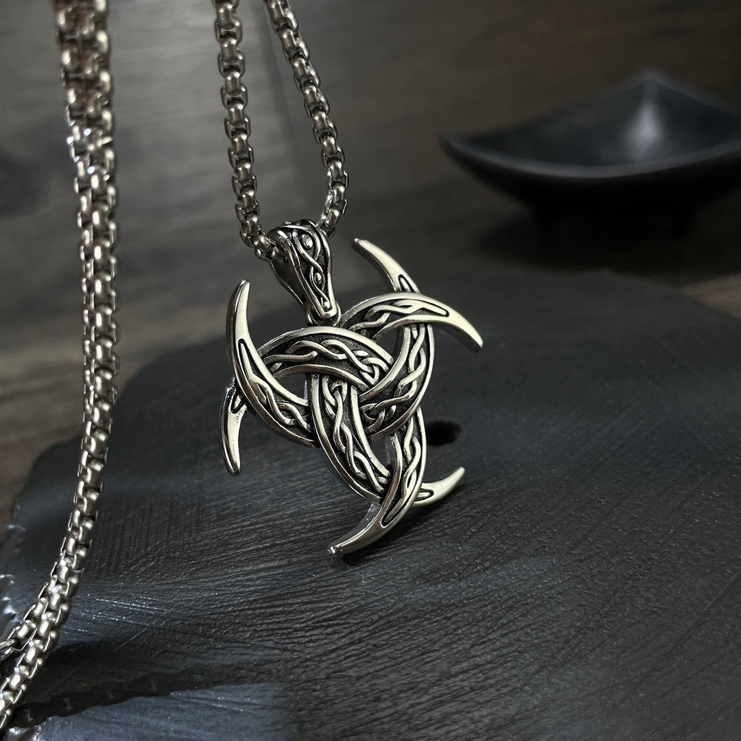 Triple Horn Of Odin Celtic Knot Necklace