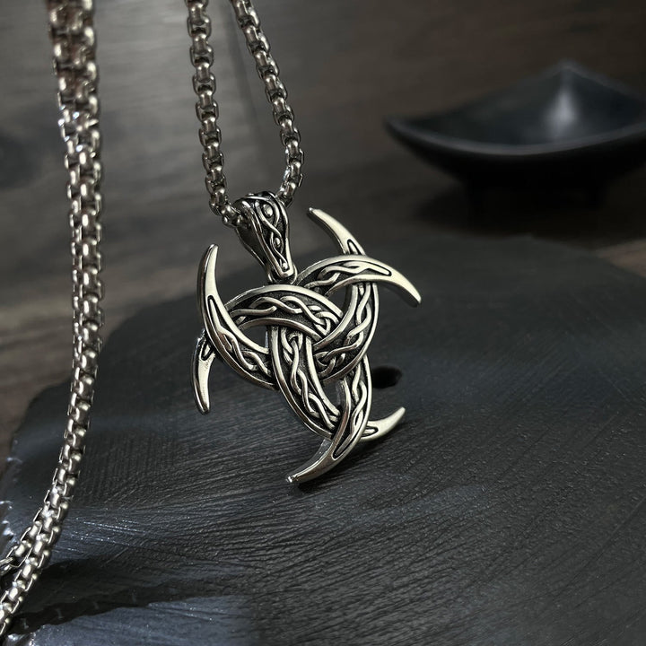 Triple Horn Of Odin Celtic Knot Necklace