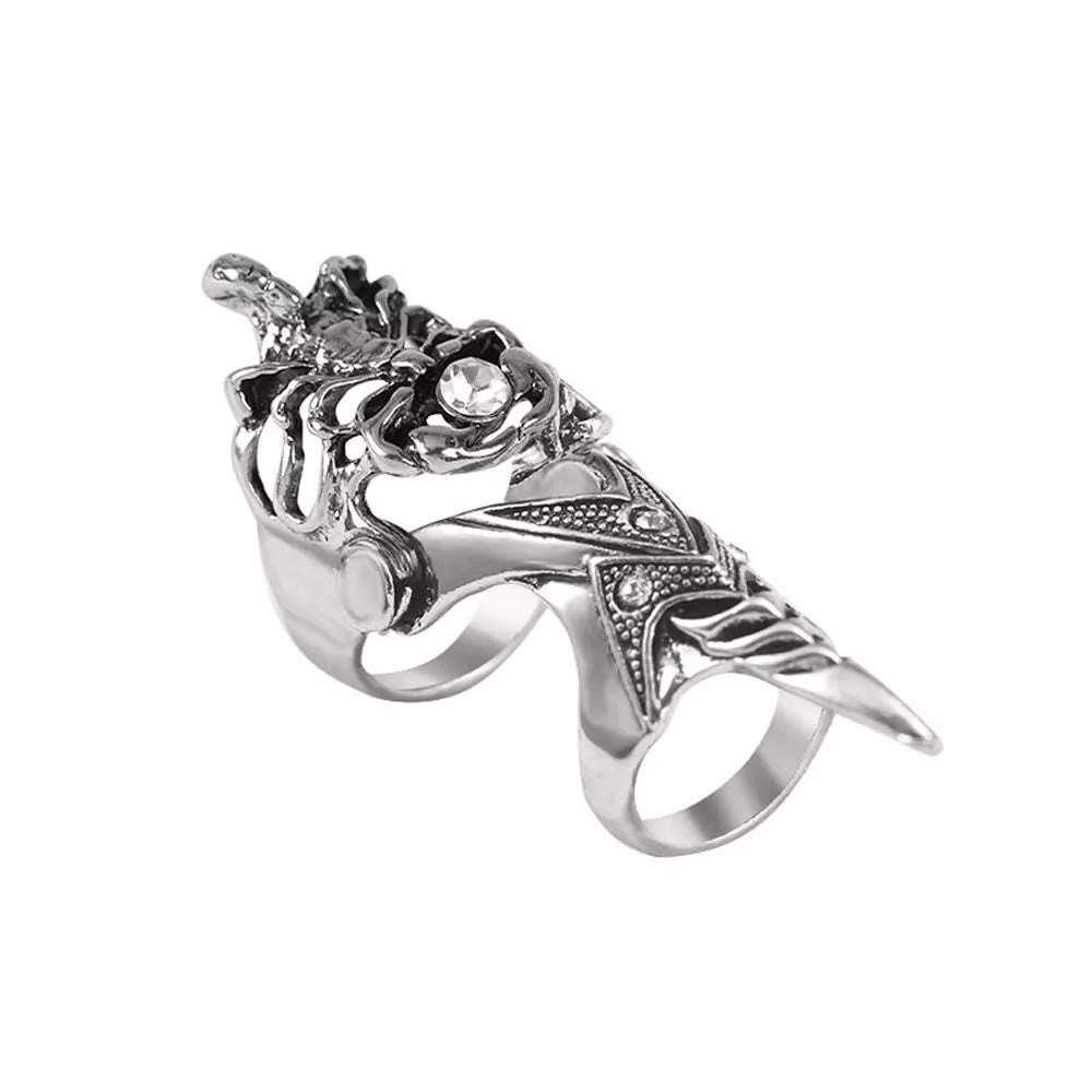 Norse Dragon Skull Full Finger Ring