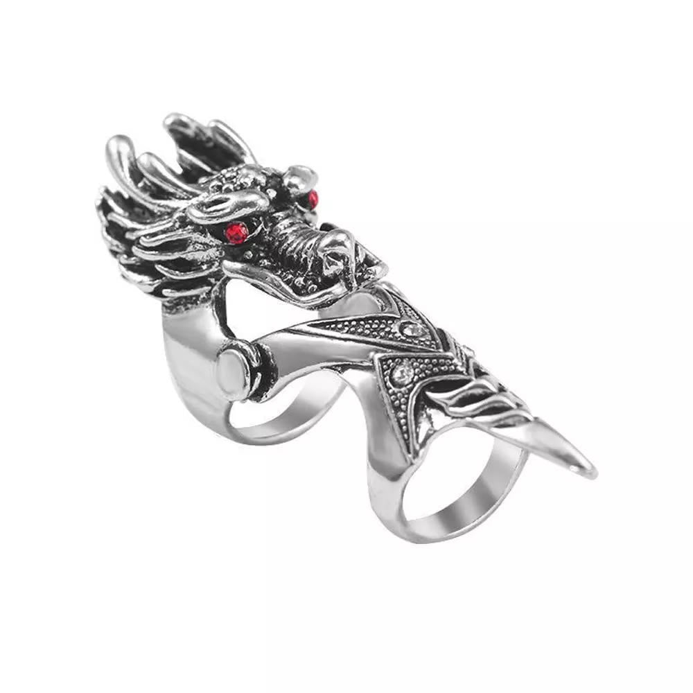 Norse Dragon Skull Full Finger Ring