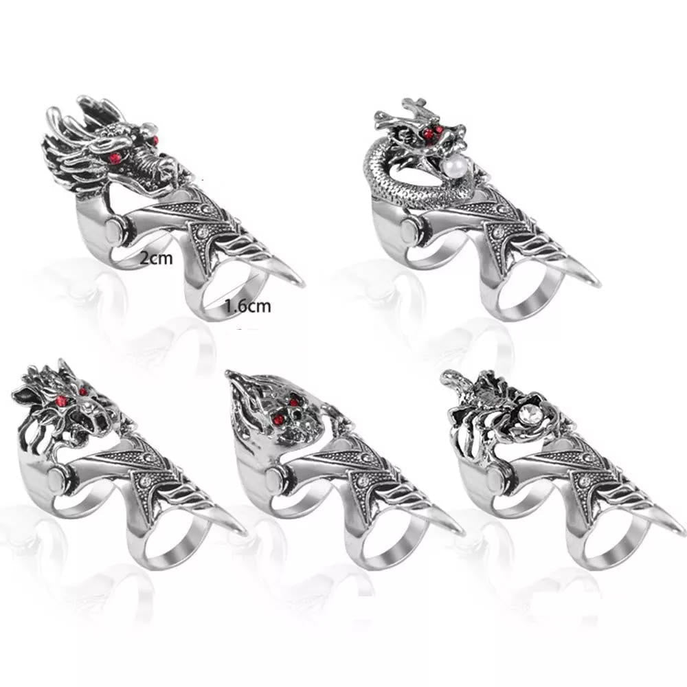 Norse Dragon Skull Full Finger Ring
