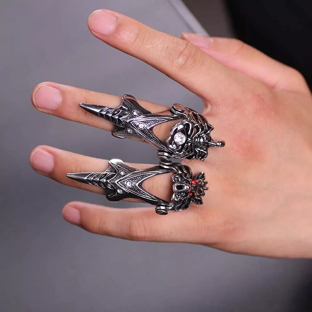 Norse Dragon Skull Full Finger Ring