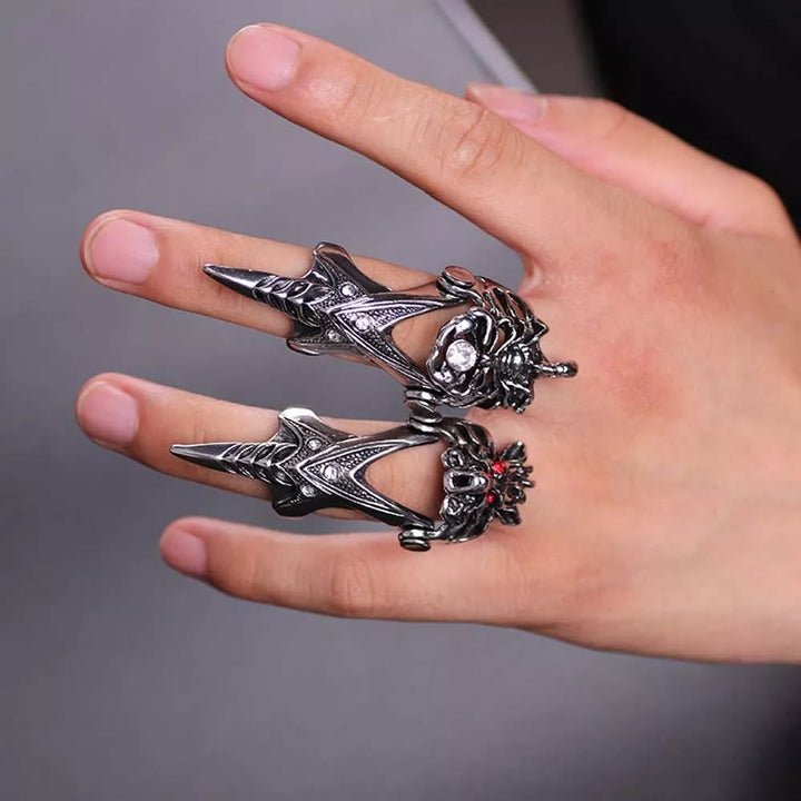 Norse Dragon Skull Full Finger Ring