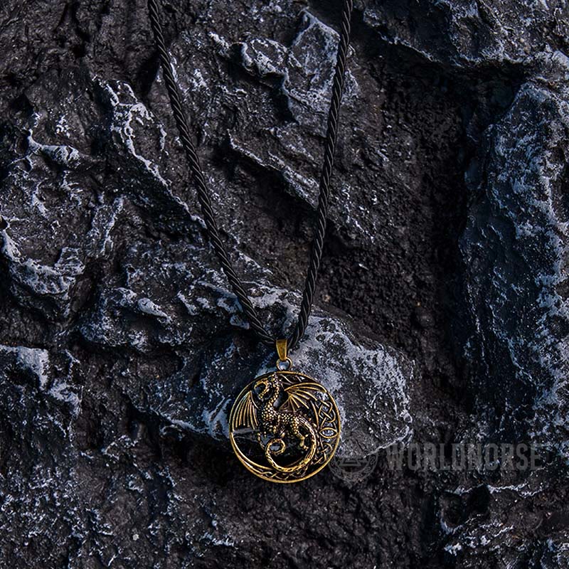 Gothic Celtic Flying Dragon Necklace
