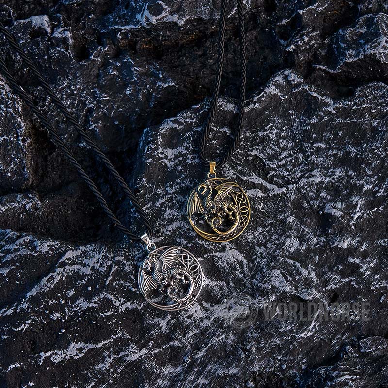 Gothic Celtic Flying Dragon Necklace