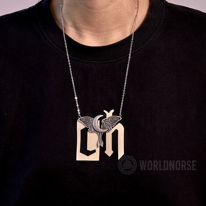 Gothic Moon Moth Dangle Necklace