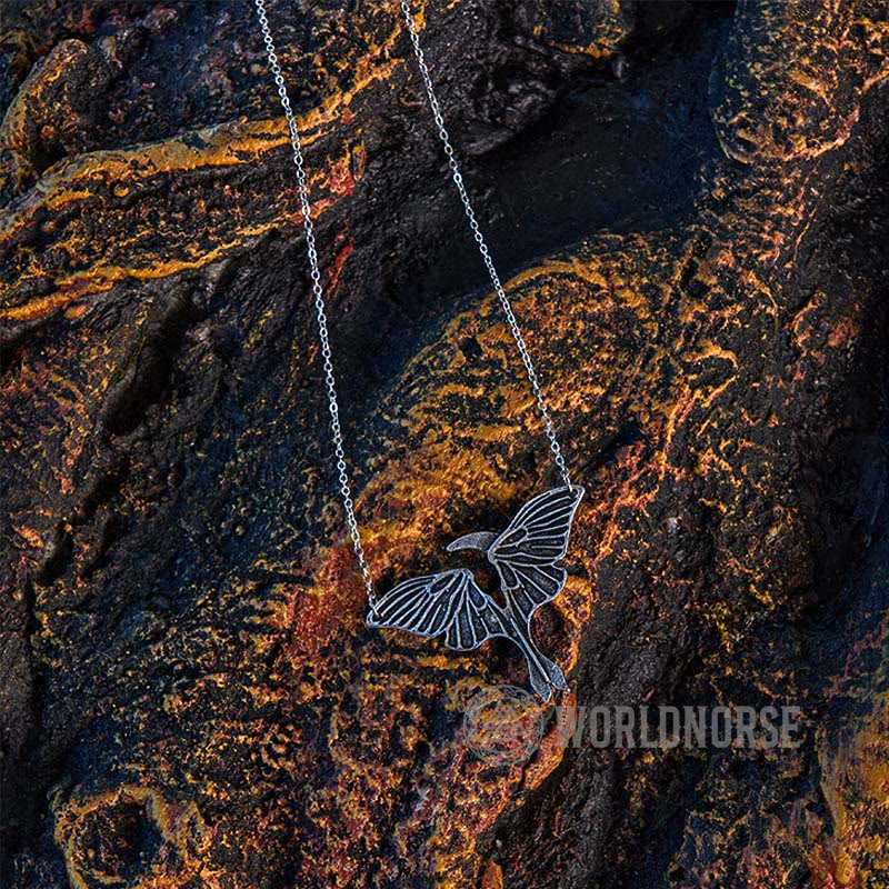 Gothic Moon Moth Dangle Necklace