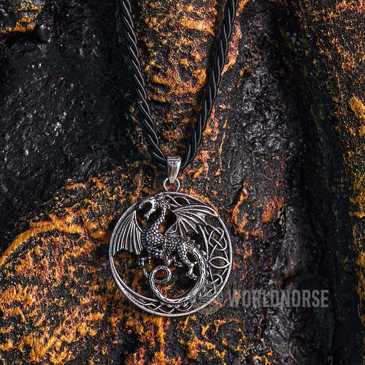 Gothic Celtic Flying Dragon Necklace