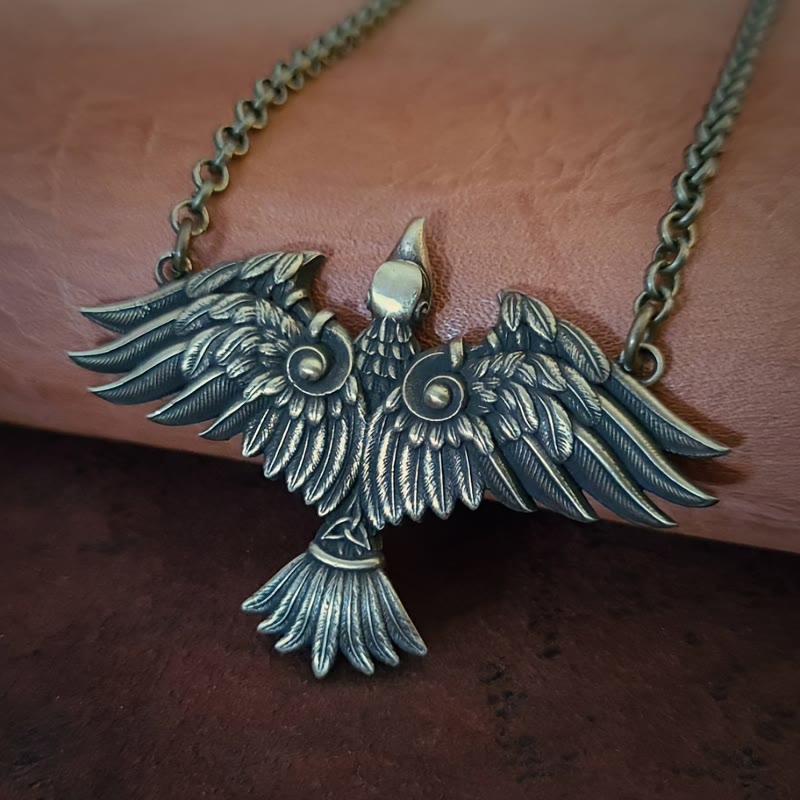 Viking Celtic Raven Bird Necklace