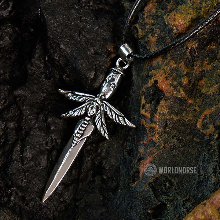 Skull Dragonfly Dagger Necklace