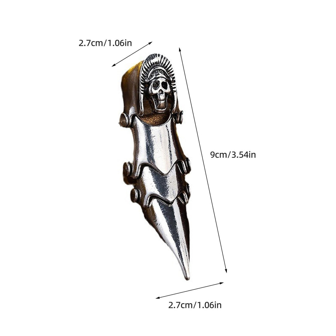 Long Finger Silver Double Loop Armor Ring