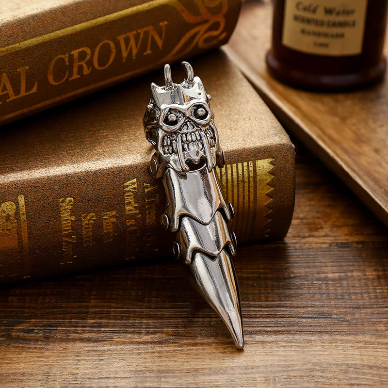Long Finger Silver Double Loop Armor Ring