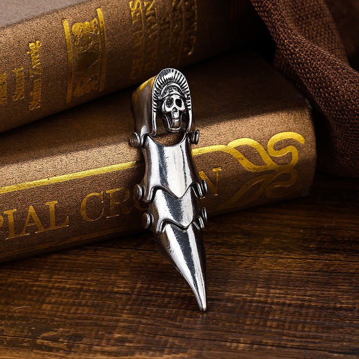 Long Finger Silver Double Loop Armor Ring