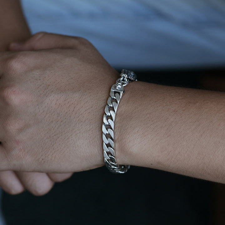 Snake Skull Cuban Link Bracelet