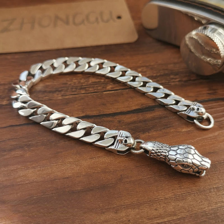 Snake Skull Cuban Link Bracelet