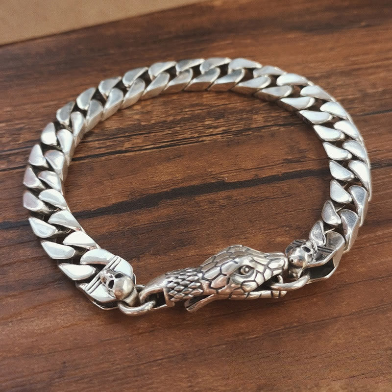 Snake Skull Cuban Link Bracelet