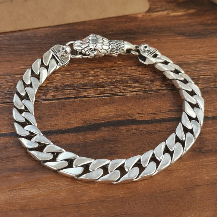 Snake Skull Cuban Link Bracelet