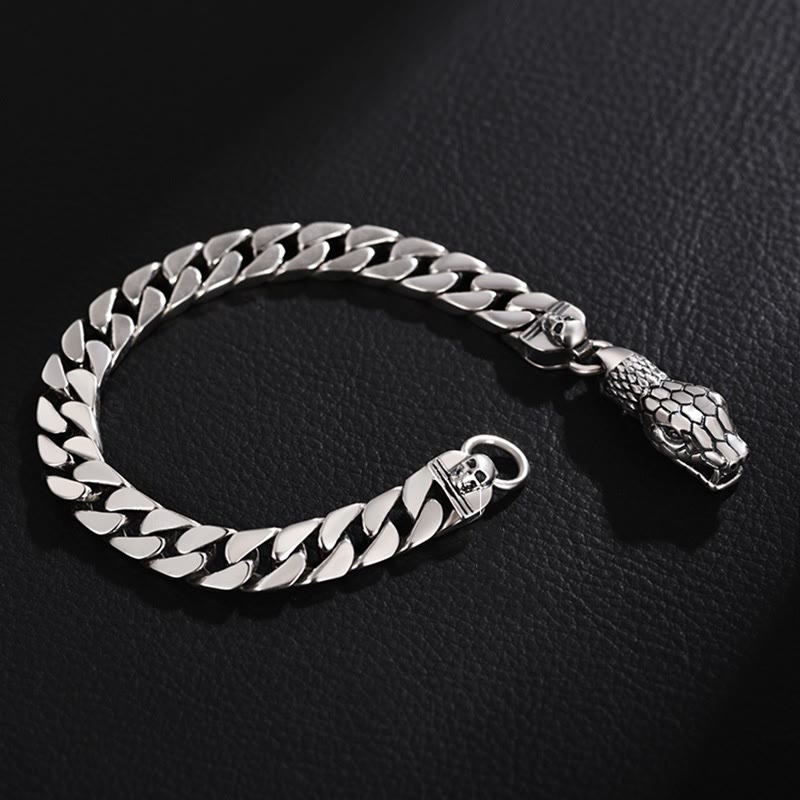Snake Skull Cuban Link Bracelet