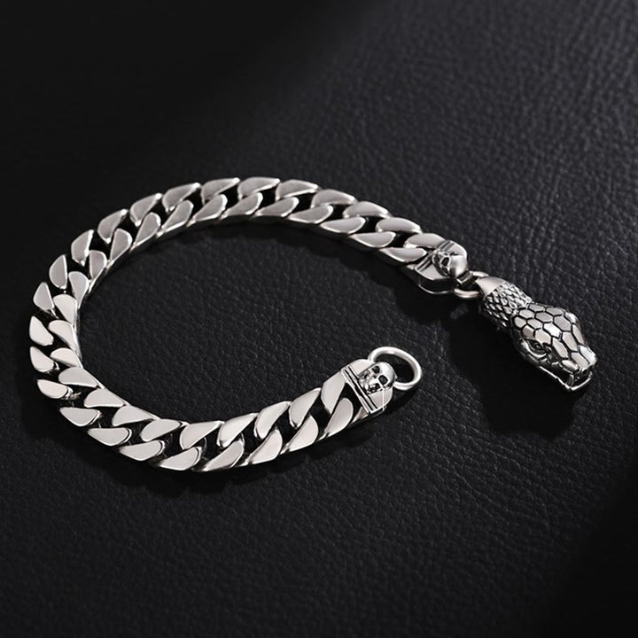 Snake Skull Cuban Link Bracelet